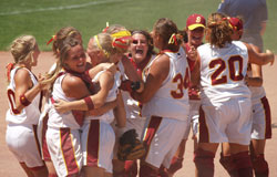 Father Thomas Scecina Memorial High School softball players celebrate winning the IHSAA Class 2A state championship on June 9.	(Submitted photo by Betsy Cooprider-Bernstein)	