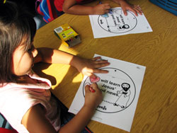 A student participating in a new after-school religious education program at St. Anthony Parish in Indianapolis colors a picture on Aug. 30, the program’s first day. (Submitted photo)