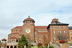 Monastery Immaculate Conception of the Sisters of St. Benedict in Ferdinand, Ind., in the Diocese of Evansville sits on top of a hill in the southern Indiana town in this Nov. 16 photo. For all 16 years of the existence of Ferdinand’s Christkindlmarkt, the monastery has served as the site of the opening ceremony. (Photo by Natalie Hoefer)