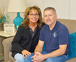 Monica and Joe Kelsey smile for a photo at Our Lady of Fatima Retreat House in Indianapolis on April 30. (Photo by Natalie Hoefer)