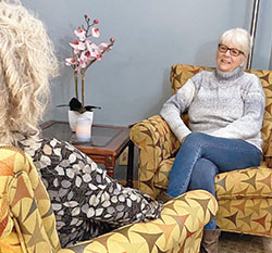 Patty Moore offers spiritual direction to a directee at the Benedict Inn Retreat & Conference Center in Beech Grove on Jan. 4. (Submitted photo)