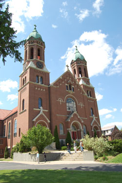 The chapel at Saint Joseph’s College, dedicated in May 1910, has remained “the religious and spiritual heart of our campus,” says Father Kevin Scalf, CPPS, a Precious Blood priest and director of campus ministry at the school. (Photo by Kevin Cullen)